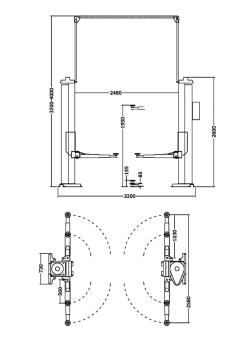 Zavagli Eurolift Z52/3S Spindel Barrierefreie 2-Säulen-Hebebühne 3500kg